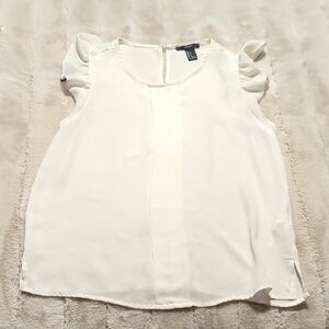 Forever 21 Cream Ruffle Sleeve Blouse